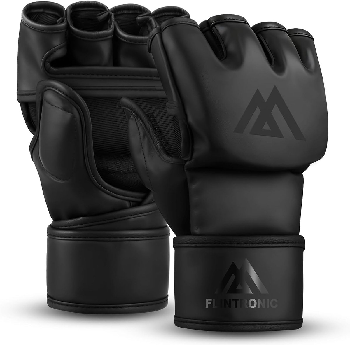 SnelShoppen - Flintronic Fitness MMA Handschoenen, Training Grappling Sparring Handschoenen met Geventileerde Palm, Lederen Sparring Handschoenen voor