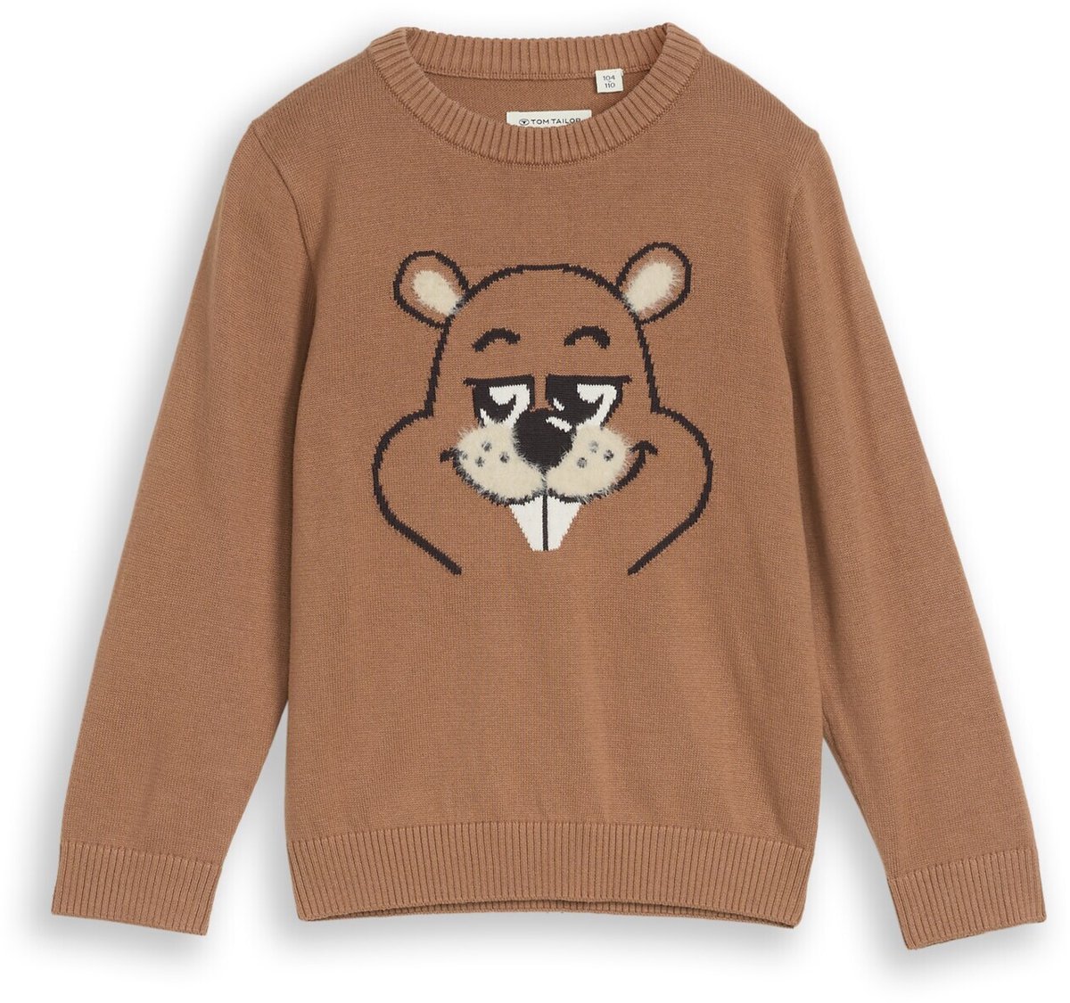 Tom Tailor - Gebreide trui met dierenmotief - Maat 128/134 - smoked wood