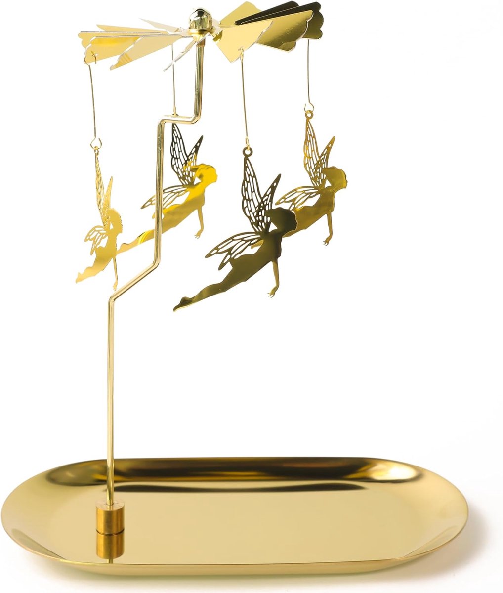 Theelichthouder, draaibare kaarsenhouder met dienblad, kersttafeldecoratie, goudkleurige kandelaar voor Valentijnsdag, bruiloft, feest, tafeldecoratie, schoorsteendecoratie (elf)