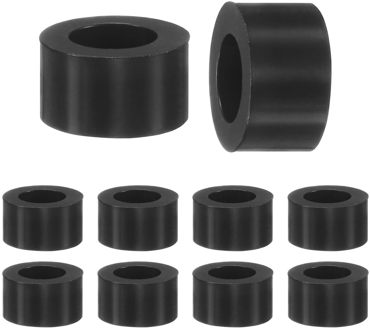METERXITY Set van 100 nylon ringen, 4,2 mm ID 7 mm OD 4 mm lengte ronde plastic afstandhouder afstandhouder niet-schroefdraad voor M4 schroeven/bouten/stopcontact/schakelaarhouder [zwart]