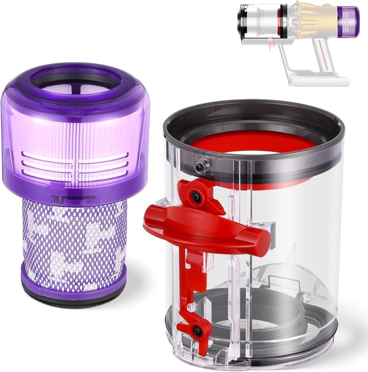 Stofcontainer voor Dyson V12 SV18 SV20 Detect Slim/V10 Digital Slim Behälter vervangende onderdelen stofafscheider vuilnisbak accessoires stofzuiger afvalcontainer opzetstuk stofreservoir montage