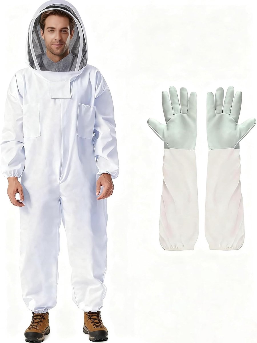 Imkerpak voor imker, professioneel imkerpak met sluier, capuchon handschoenen, imkerbeschermingspak voor het hele lichaam, voor dames en heren, XXL