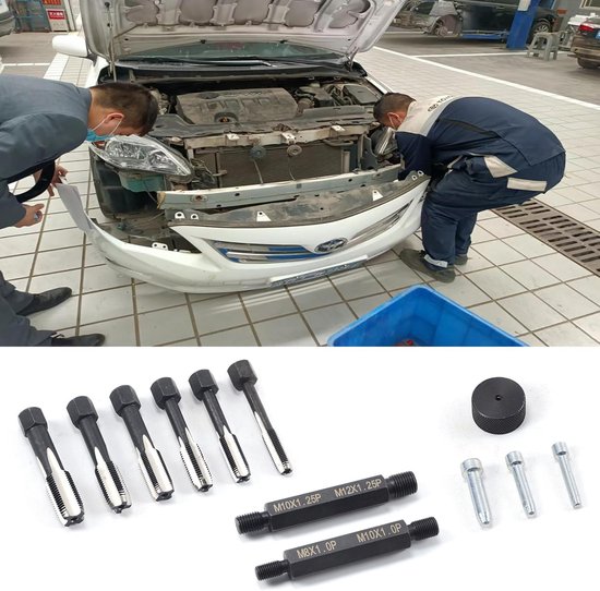 33 stuks schroefdraadreparatieset, stalen schroefdraad, reparatiegereedschap, voor auto M8, M10, M12, M14, gereedschapsset voor — afbeelding 5