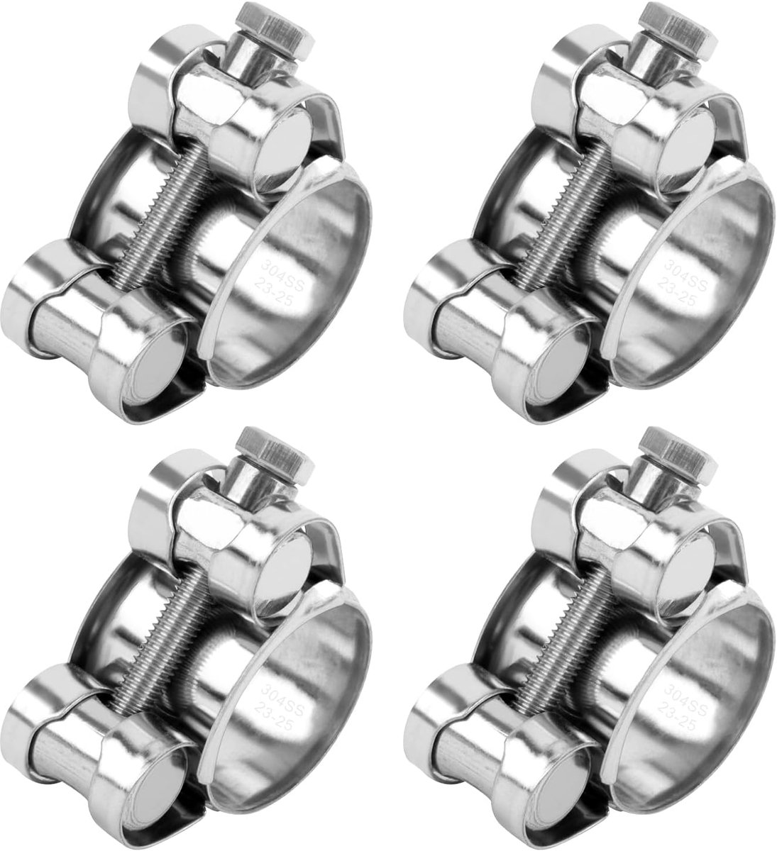 Slangklem voor scharnierbout Roestvrij staal 23-25 mm Scharnierbout Klem Slangklemmen Klemmen voor Spannbacken Motoruitlaat Klemmen Scharnierboutslangklem Roestvrij staal 304 (23-25 mm)