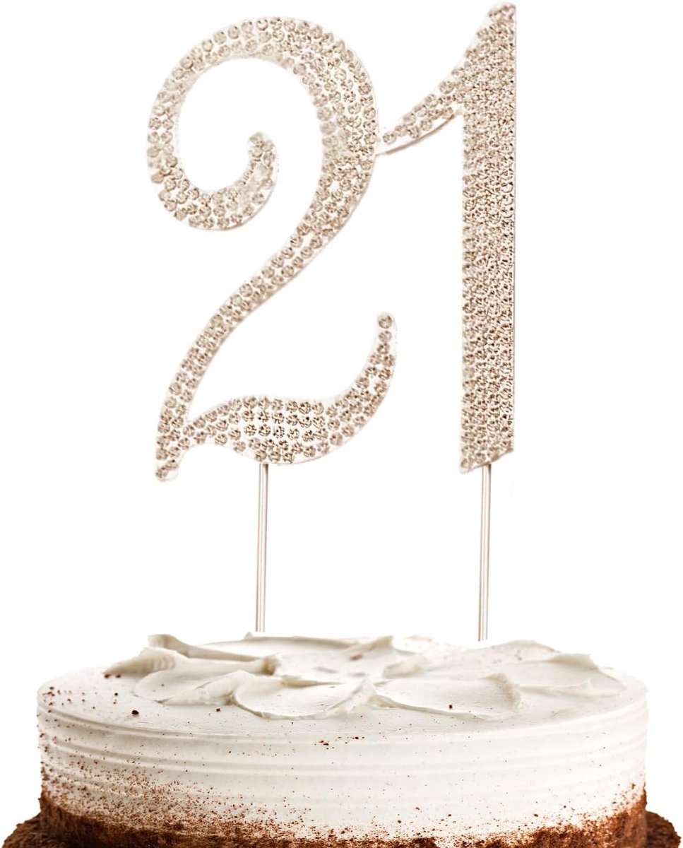 Topper voor 21e verjaardag, topper Happy Birthday 21e, 21e verjaardag taartdecoratie, decoratie 21 jaar voor meisjes, 21e verjaardag of 21e trouwdag (21 goud)