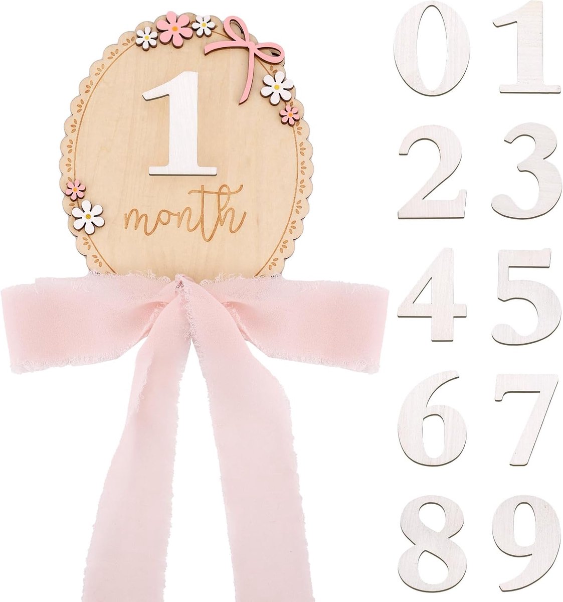 Baby Mijlpaalbord, 0-12 Maanden Pasgeboren Mijlpaalkaart met Schattige 3D-Bloemenontwerpen Ideale Fotoprop Om de Maandelijkse Groei van de Baby Vast Te Leggen