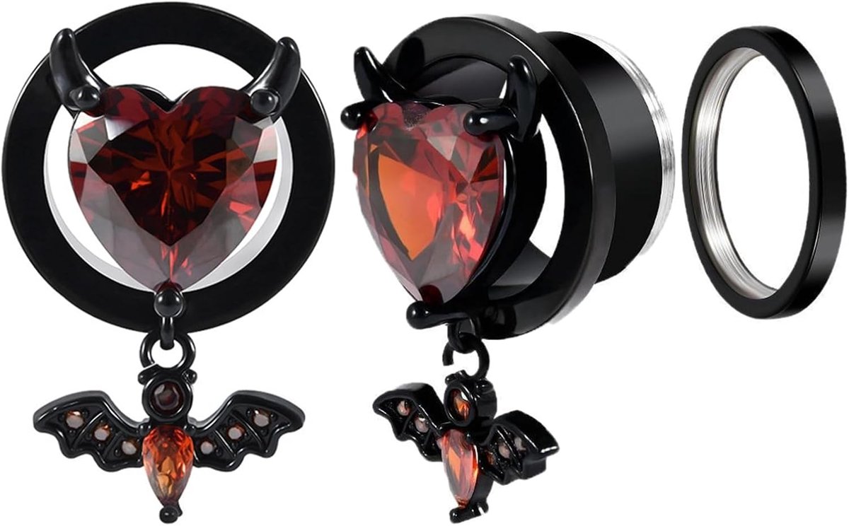 Tunnels, gothic, met gouden kruis en schedel, lichaamspiercing, sieraden voor mannen en vrouwen, 2 stuks