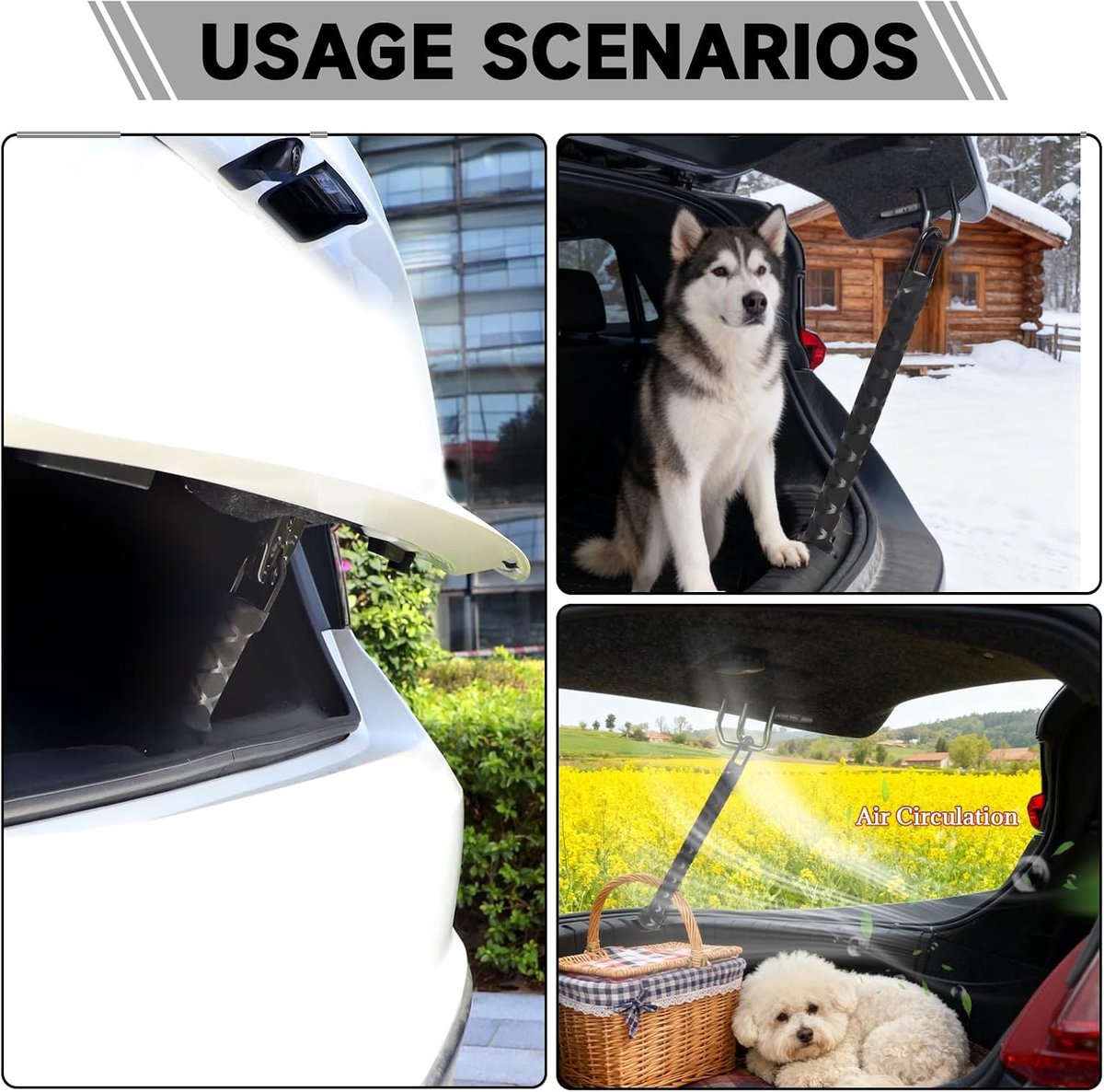 Achterklephouder, 15 cm hondenventilatie autodeurslot, verstelbare achterklepsteun, verstelbare achterklephouder voor frisse lucht, achterklephouder voor kofferkleppen motorhappen (15 cm)