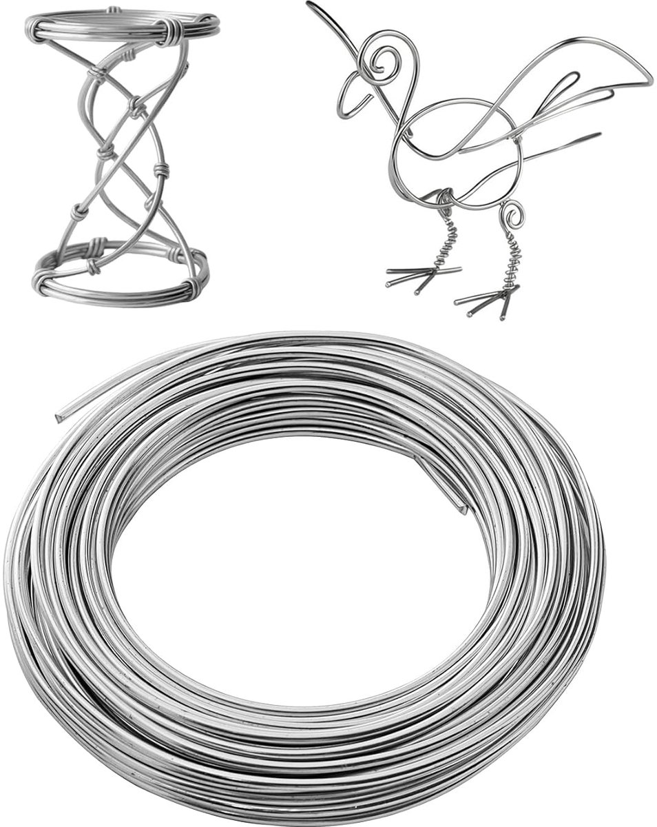 Draad, 3 mm x 15 m, modelleerdraad voor sculptuur en knutselen | Flexibel, licht, roestvrij, behoudt de vorm voor sieraden, sculptuur, modelbouw, handwerk, doe-het-zelf, 3 mm x 15 m