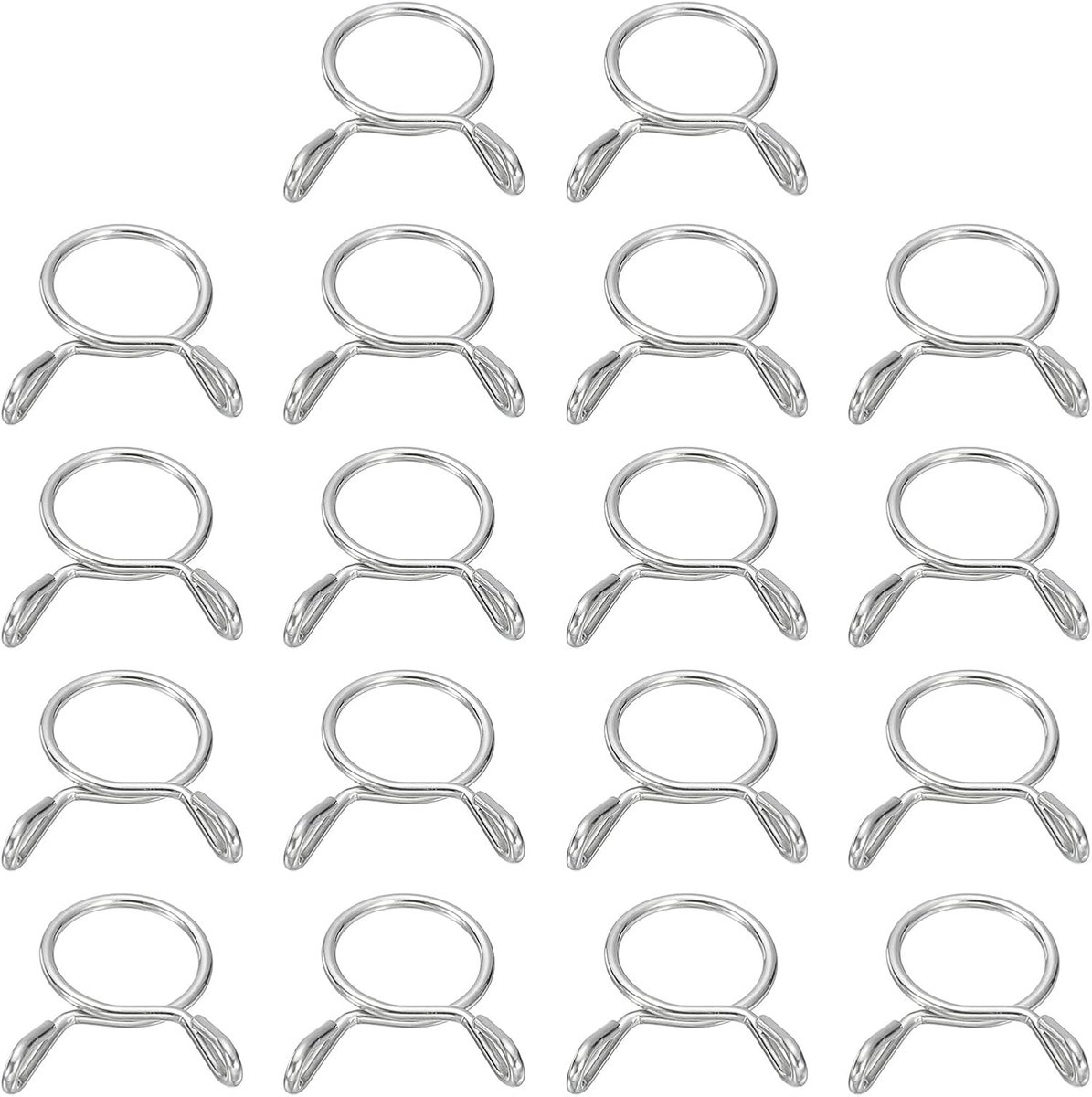 Slangklemmen voor brandstofleiding, 18 stuks, 11 mm, ID 12,3 mm, max. ID 304, roestvrij staal, waterbuis, veerklemmen voor motorfiets, scooter, ATV, zilver