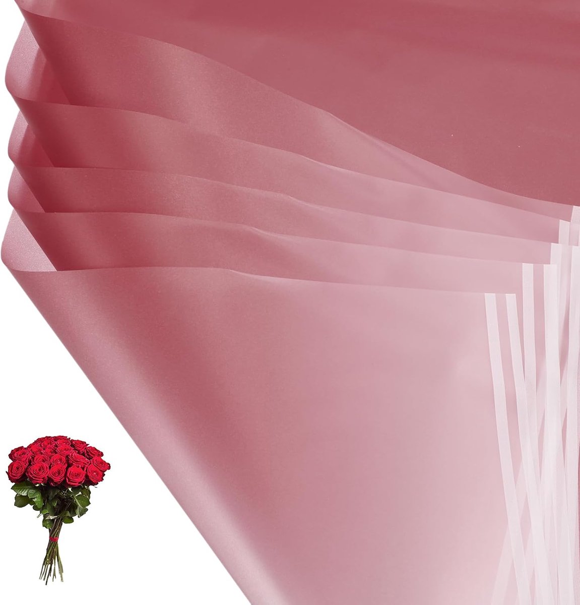 Cadeaupapier, 20 vellen waterdichte boeketpapierfolie, bloemistbenodigdheden verpakking bloemenpapier voor bruiloft doe-het-zelf handwerk Valentijnsdag Moederdag, roze