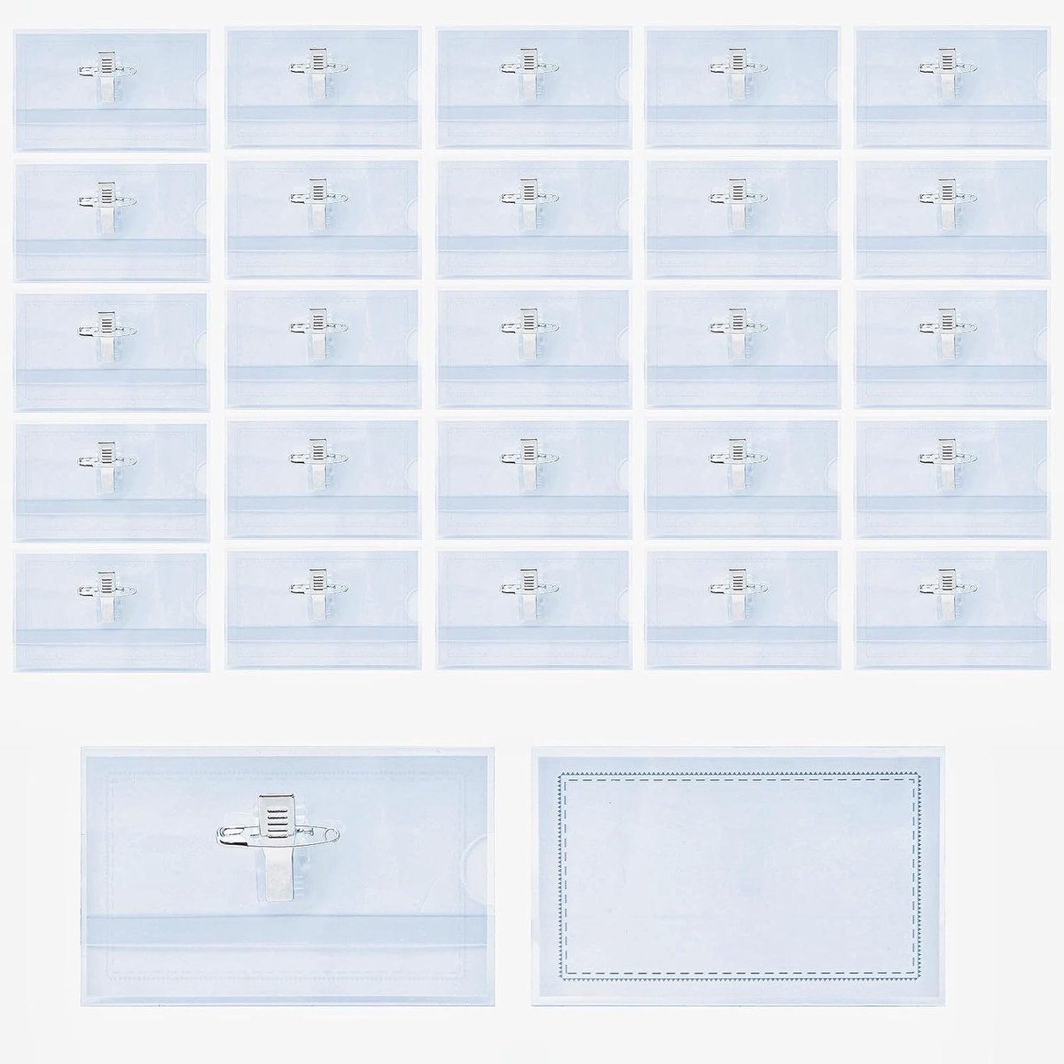 Naambordjes voor kleding, naambordjes, naambordjes, bruiloft, ID-kaarthouder met clip, naamplaatjes, kleding, naambordjes, tafel, kaartenhoezen met clip met clips en pennen, 25 stuks