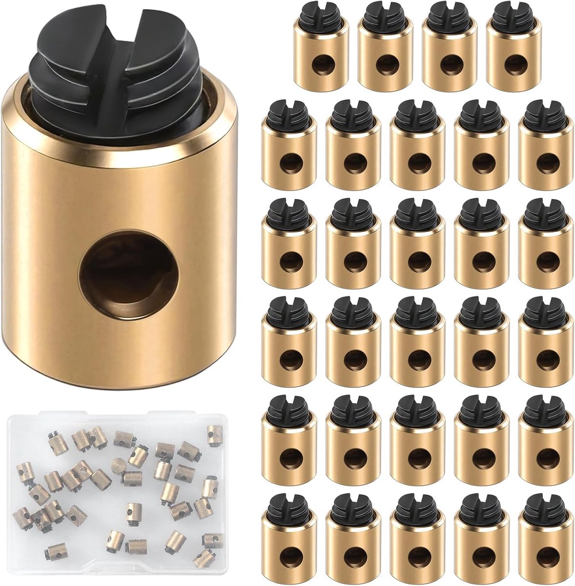 30 stuks schroefnippels, 5x6mm schroefnippel voor bowdenkabel met plastic doos, remkabel nippelschroeven, vervanging motorfiets soldeervrij gaskabel voor fietsen motorfietsen auto's
