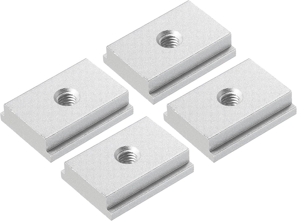 METERXITY Aluminium t-track (10 stuks, 1,2 inch, M6, zilver) - T-schuifregelaar voor T-sleuf verstekschuif, dubbelgesneden en voorgeboorde montagegaten, toepassen op houtbewerking/armaturen/crosscut