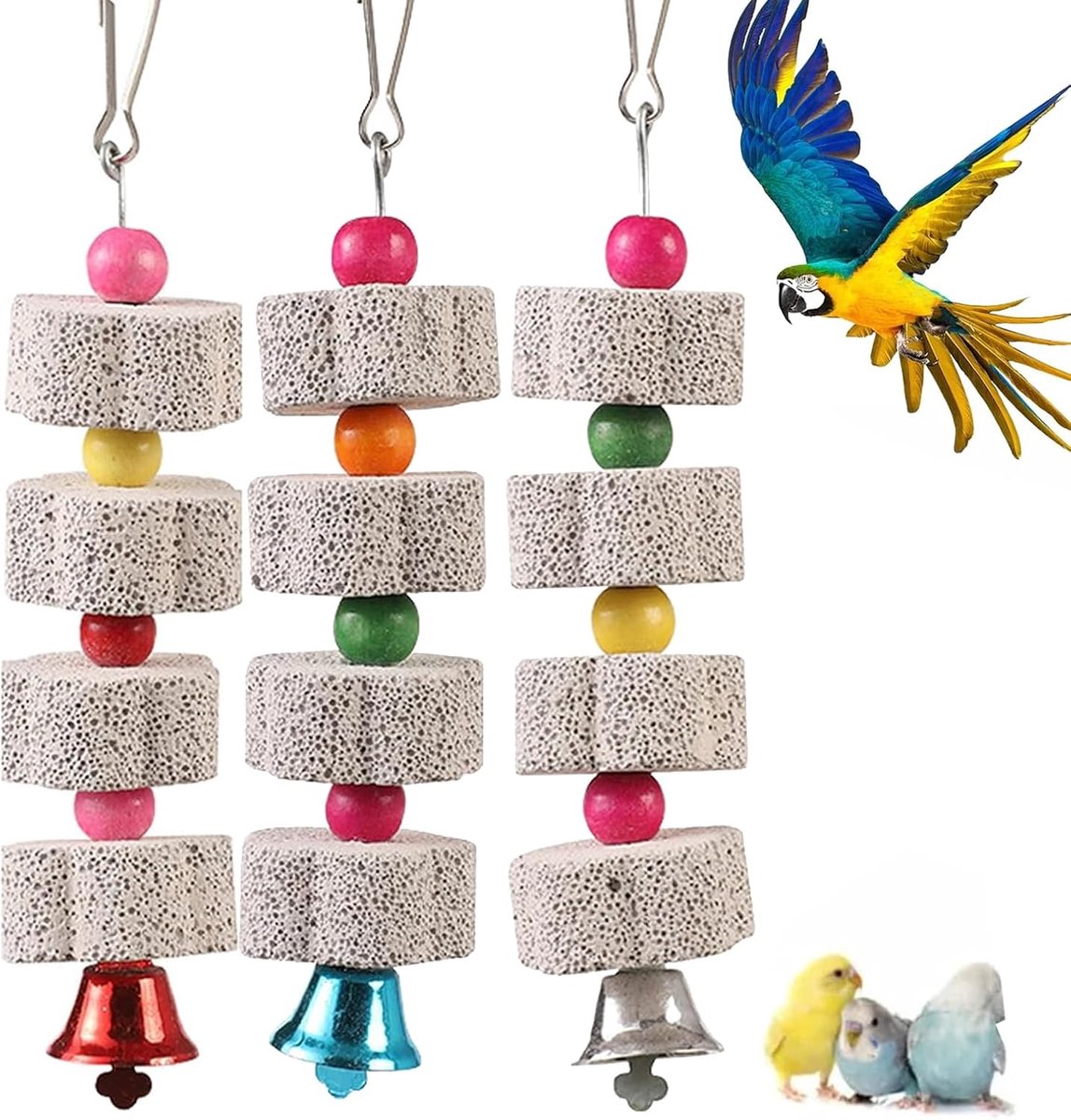 Speelgoed, kauwspeelgoed om op te hangen, kauwspeelgoed voor vogels, geschikt voor kleine en middelgrote vogels en kleine huisdieren (willekeurige kleur)