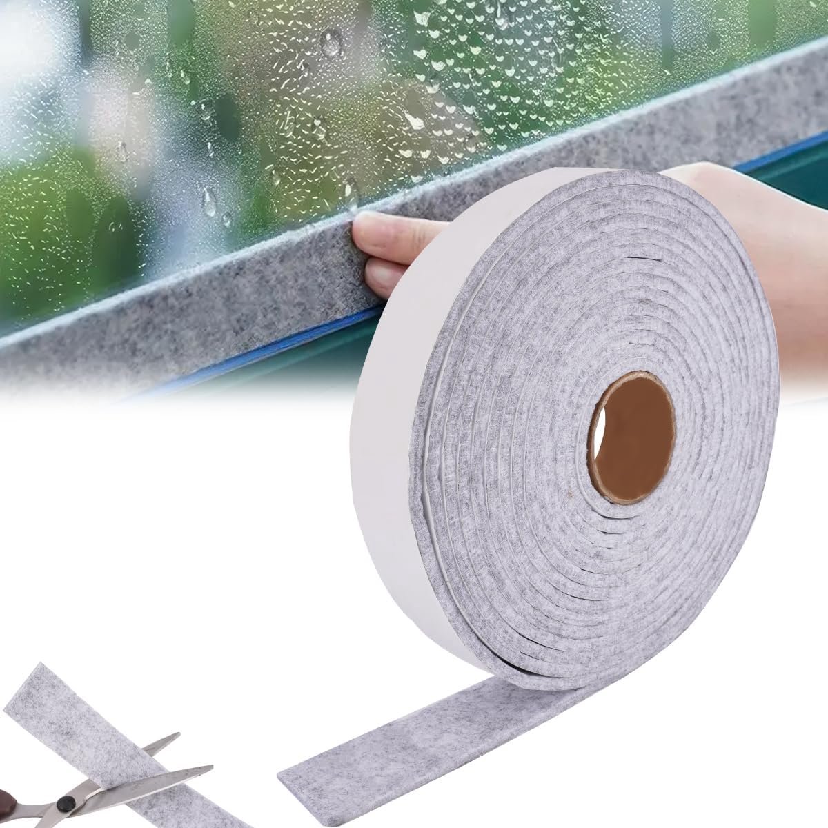 zelfklevend, 5 m × 3 cm, viltglijders, vloerbescherming | zelfklevende rol voor absorptie van raamcondenswater, viltstrips voor stoelpoten, vilttape ter bescherming tegen krassen