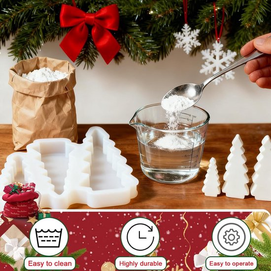 gietvormen, boom, 3 stuks, siliconen vorm, kerstboom, siliconen vorm, dennenboom, gips om te gieten, siliconen Kerstmis, boom, siliconen vormen, Kerstmis voor kaarsen, gips, kerstdecoratie — afbeelding 2