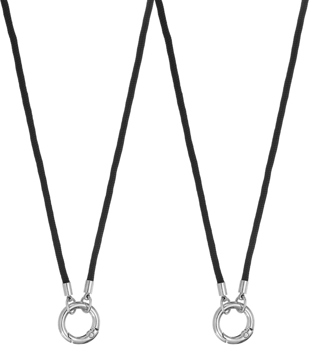 2 stuks brillenhouders, halsketting, ring, anti-verlies zonnebril, halsband, brilkettinghouder, zachte draagbare brilband met ring voor dames en heren, zwart