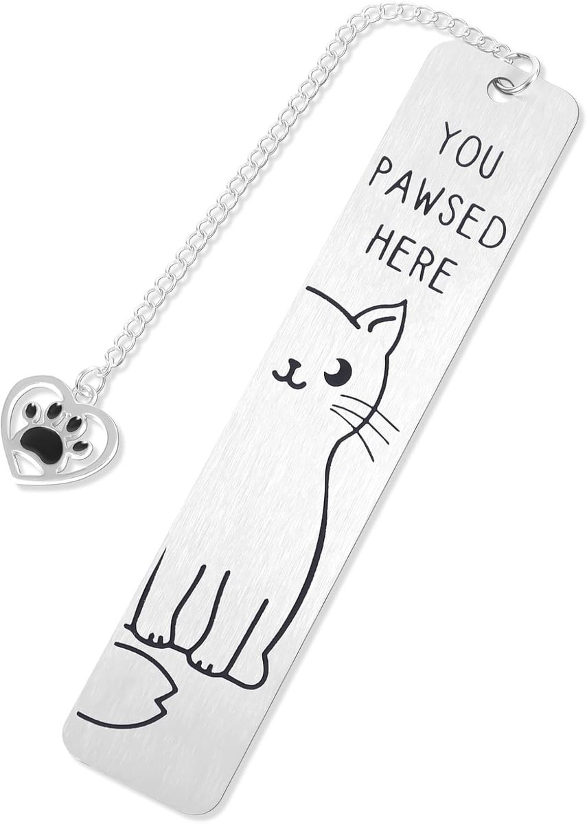 Schattige Kattencadeaus Grappige Metalen Kattenbladwijzers voor Lezende Vrouwen You Pawsed Here Bladwijzer Kitty Lovers-Cadeau voor Vrouwen en Mannen die Van Boeken Houden