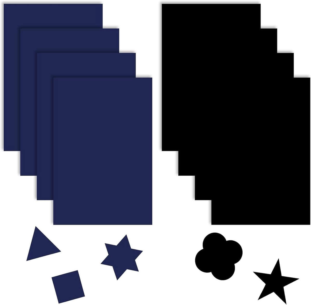 8 stuks nylon zelfklevende patches, 25 x 15 cm, nylon reparatiepatches, zelfklevende patch, donsjack voor tenten, donsjack, slaapzak, tas (zwart en donkerblauw)