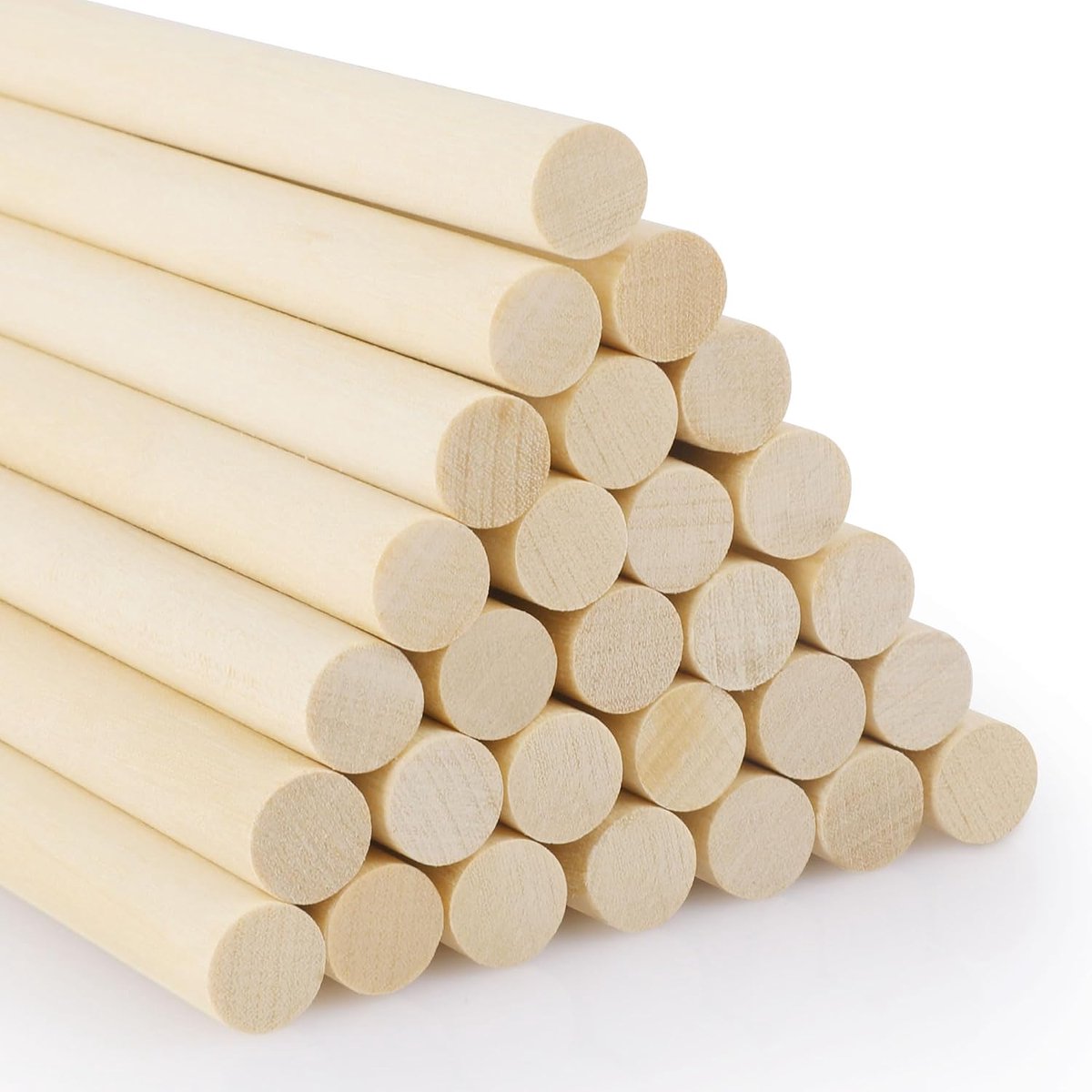 Houten stokken, rond, 9,5 mm, houten stokken om te knutselen, 30 cm lang, berkenhouten latten om te knutselen, houten staven, ronde knutselhout voor modelbouw, doe-het-zelf handwerk