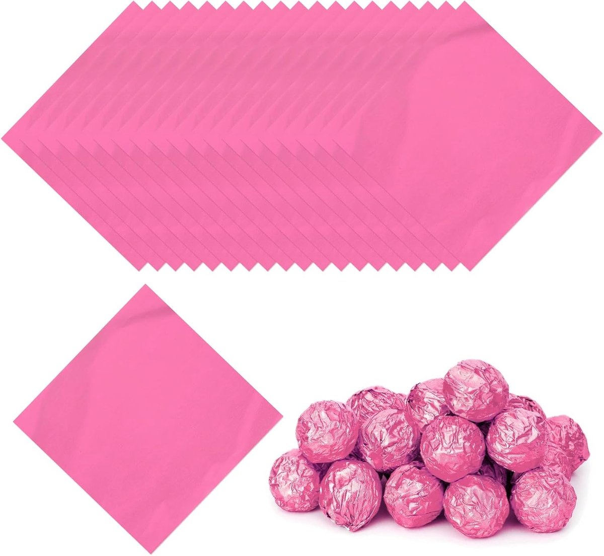 3,15 Inch Folie Snoep Wrappers, 100 Stuks Chocolade Inpakpapier voor Zelfgemaakte Karamel DIY Snoepjes Decoratie Chocolade Cake Verpakking, Roze