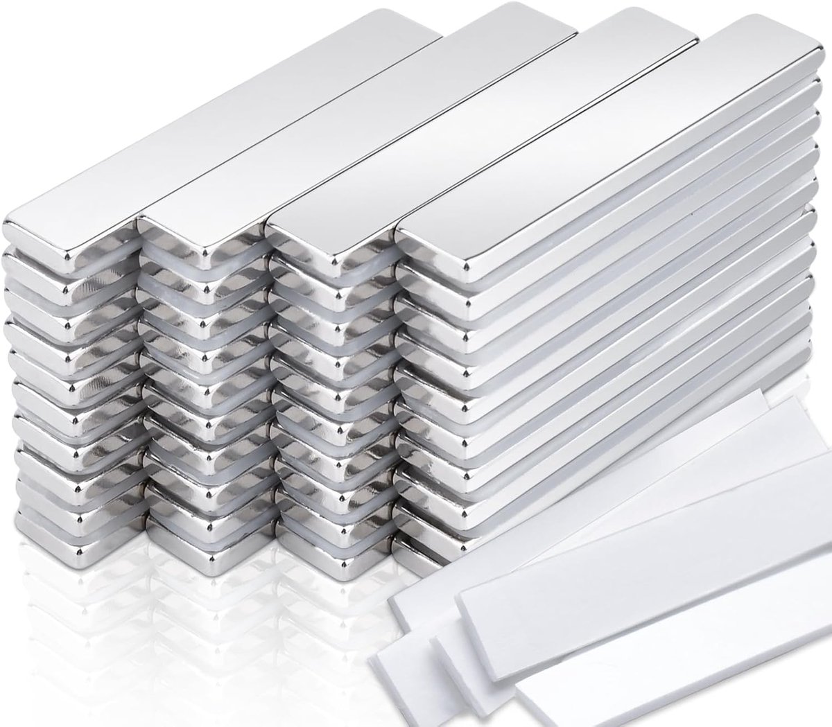 Magneten, sterk, 50 x 10 x 3 mm, sterke magneten, rechthoekig, zelfklevend, sterke zeldzame aardmagneten, neodymium magneet, extra sterke kleefmagneten voor koelkast, keuken, kantoor