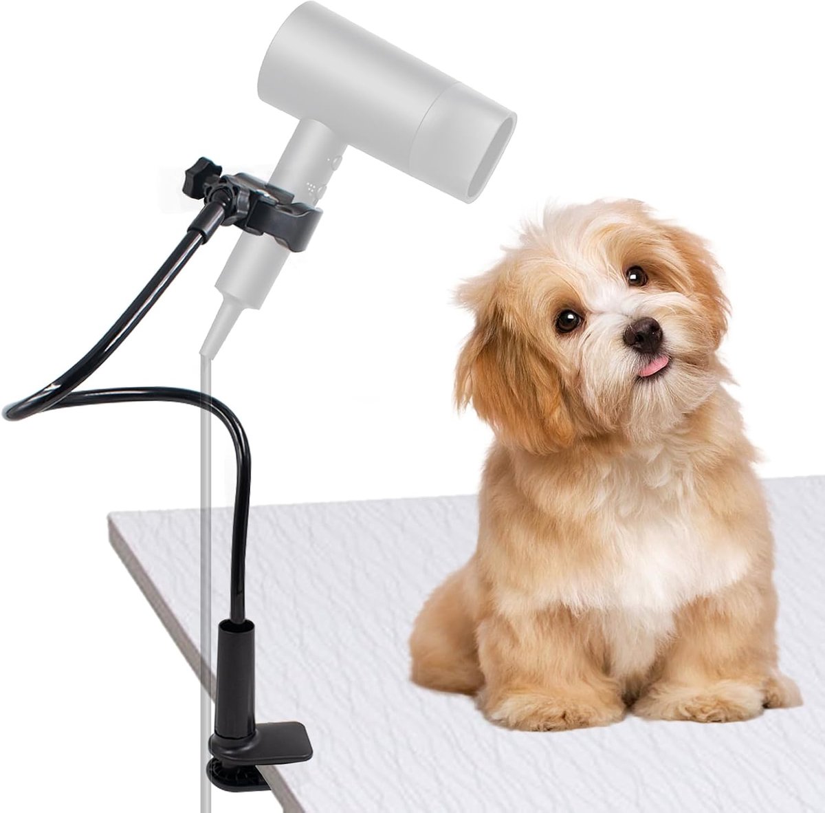 Hondenhaardrogerstandaard, draaibare handsfree houder, verstelbare haardroger, cliphouder voor honden, huisdierverzorging, tafel, werkblad 80 cm