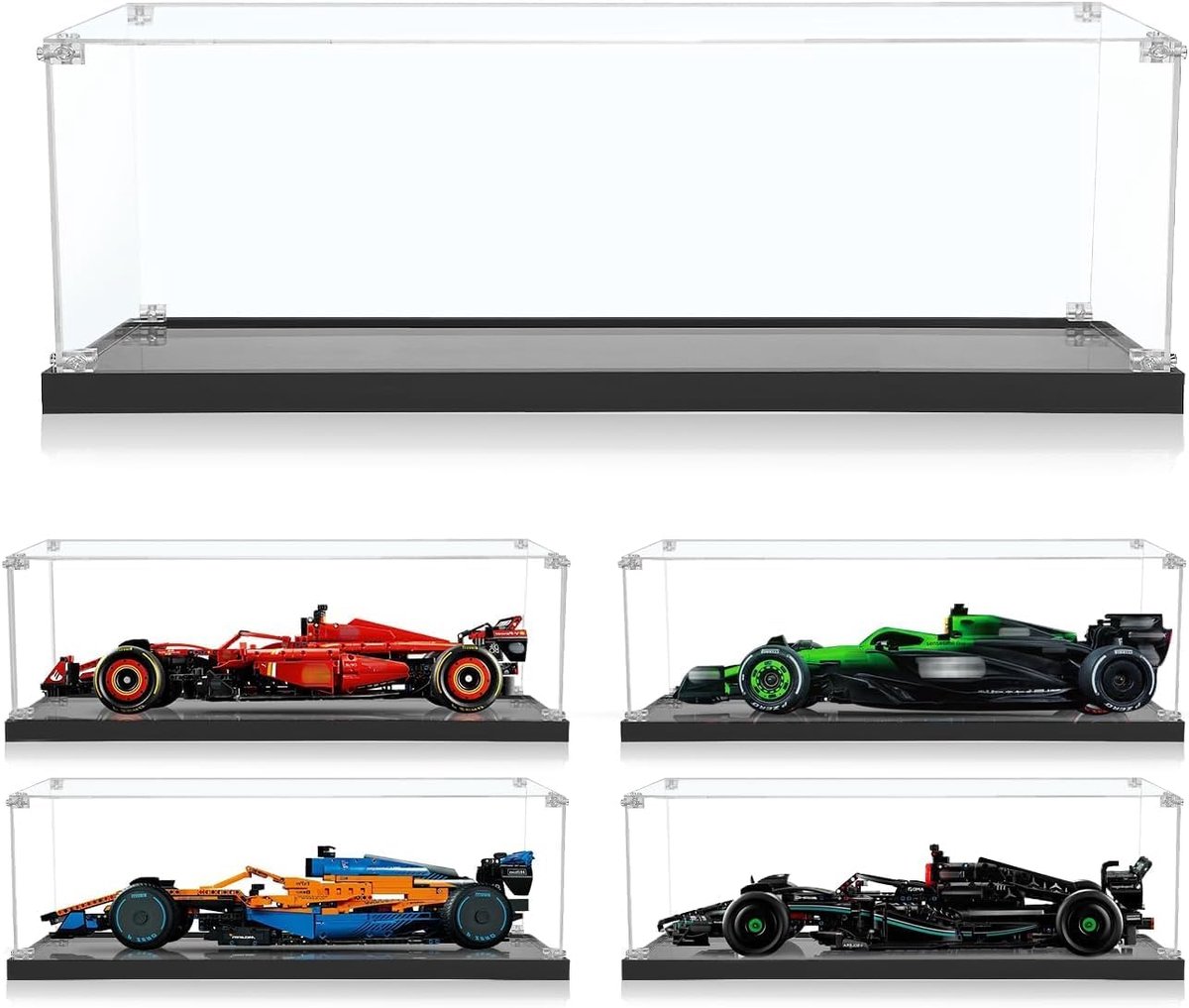 vitrine voor Le-go Technic Ferrari SF-24 F1 raceauto - Formule 1 42207, stofdichte opslag en organisatie vitrine voor Vitrine, afmetingen: 68 x 30 x 17 cm (alleen displayhoes)