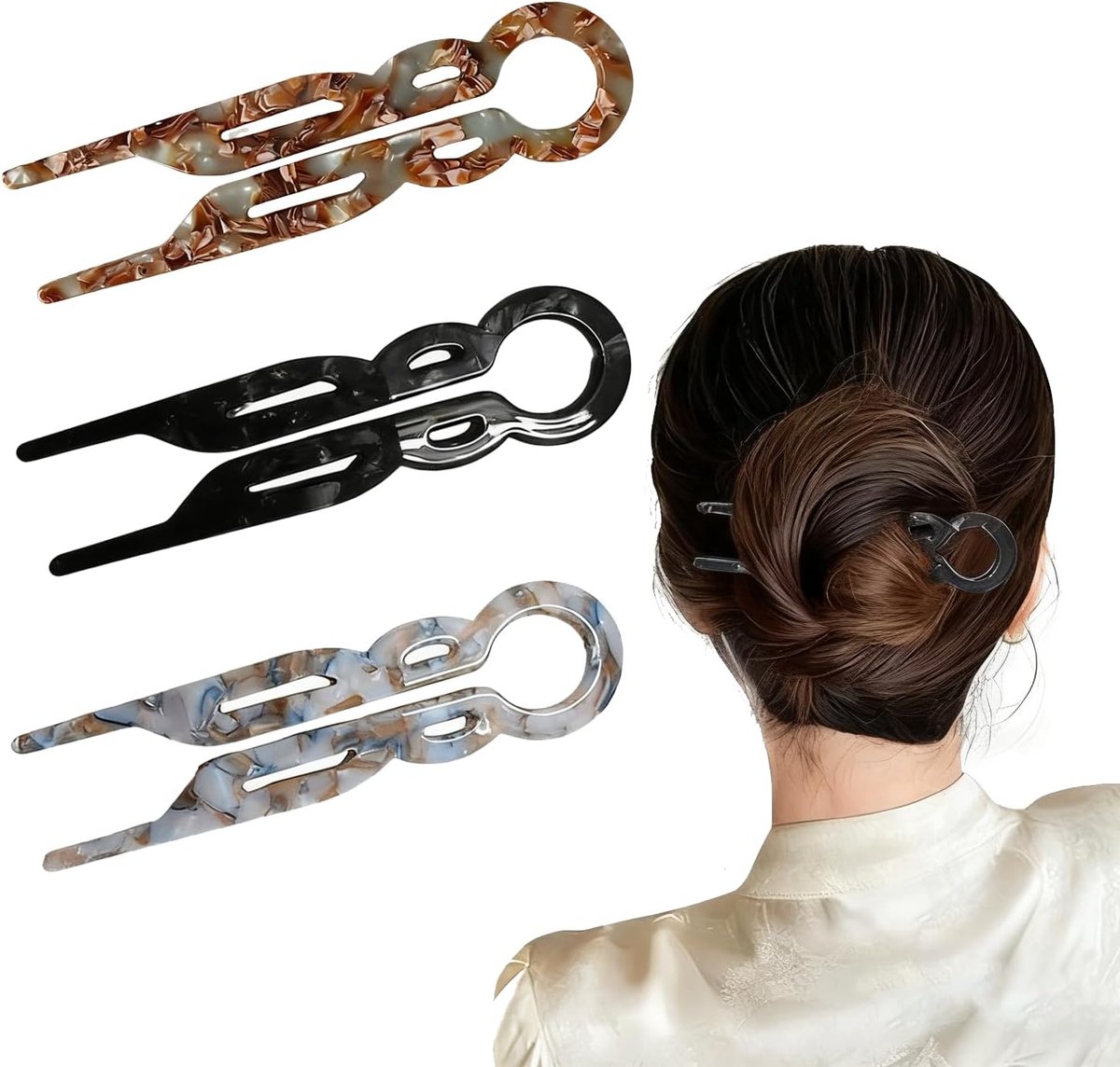 Haarspelden, U-vormige haarspelden voor knotjes, haarstyling accessoires voor dames (3 kleuren)