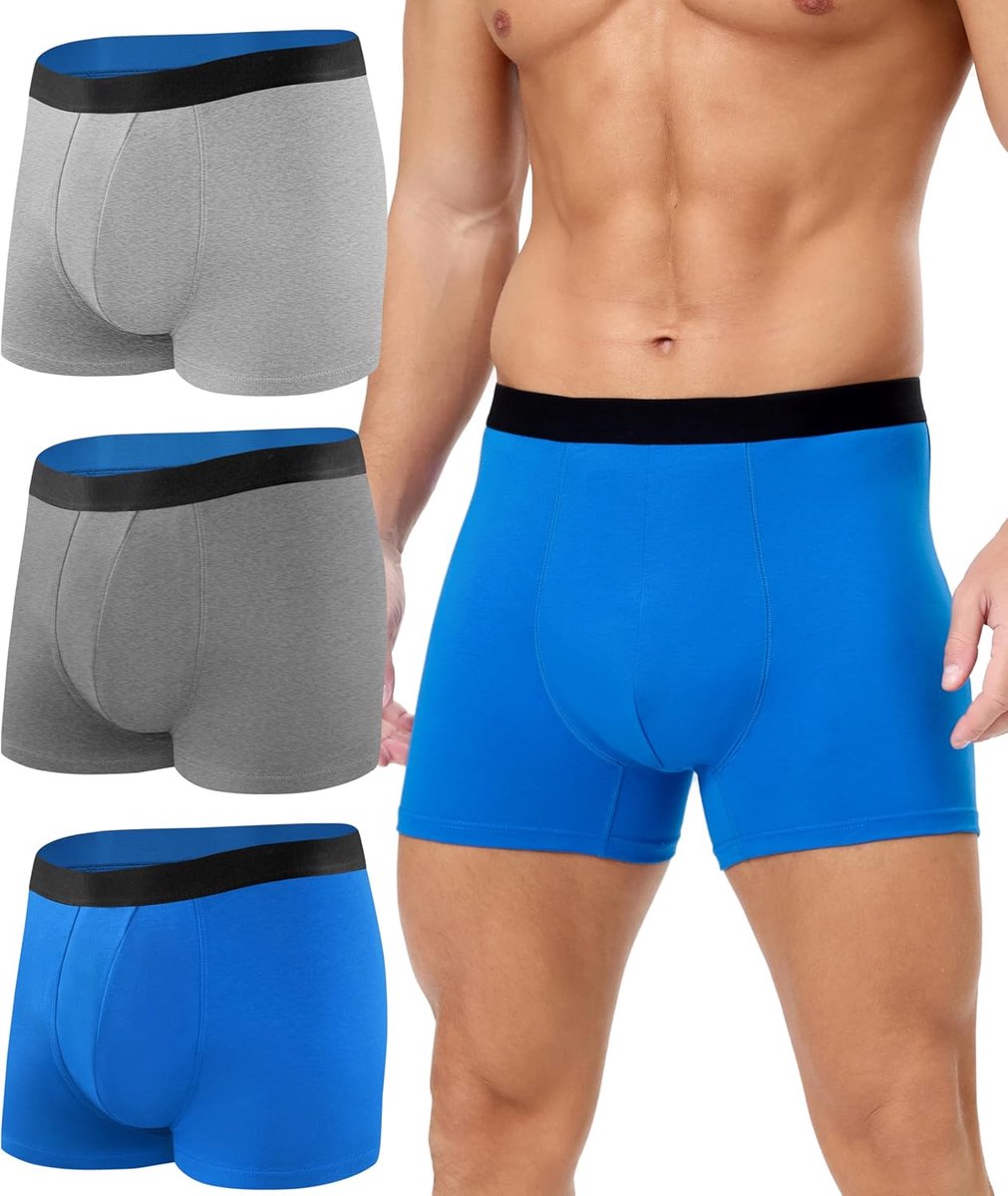 Incontinentiebroek voor mannen, 150 ml absorberende wasbare katoenen incontinentiebroek, herbruikbare lekvrije boxerbroek, ondergoed Trunks 3-pack (Multicolor01, L)