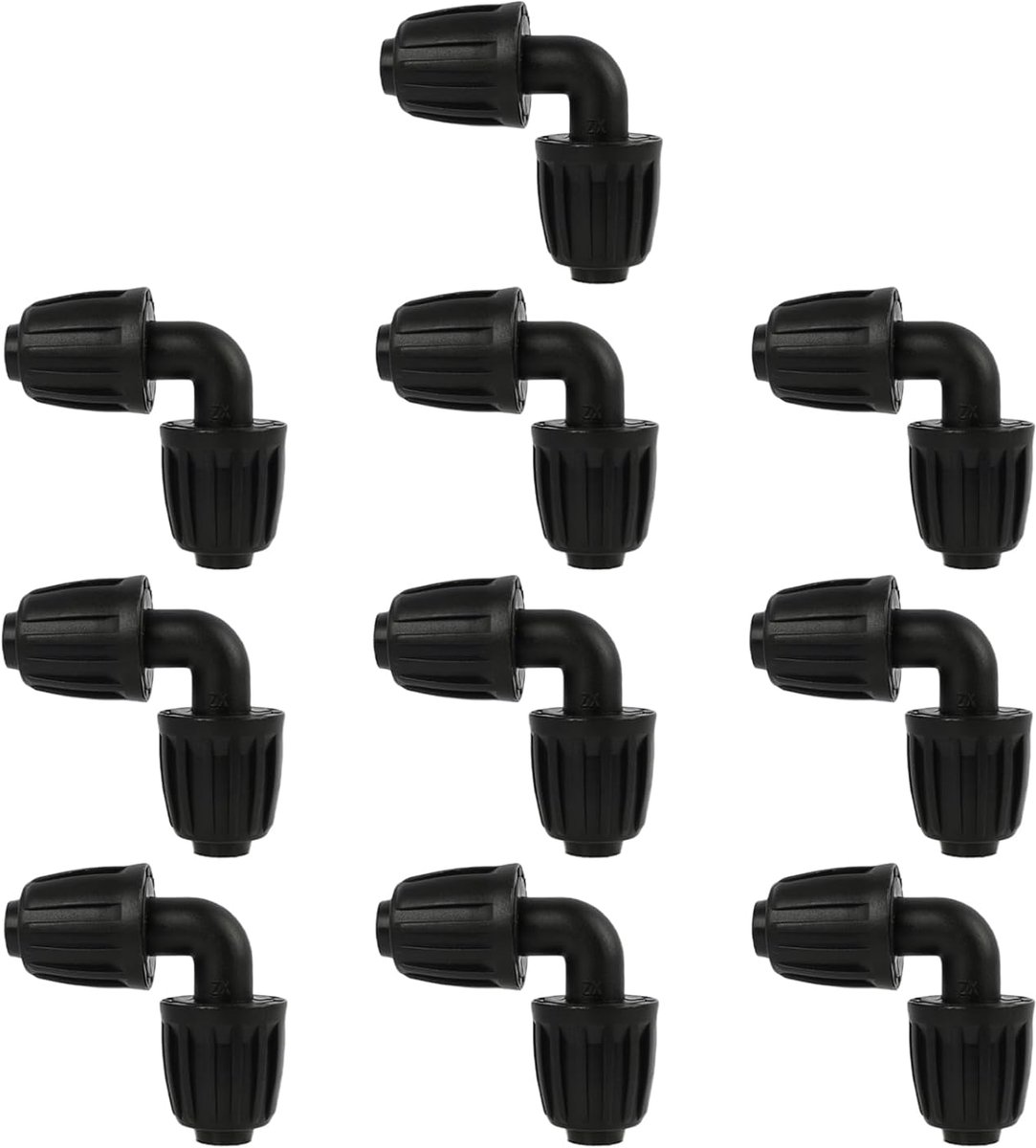 L-stuk, 16 mm, irrigatieconnectoren, druppelirrigatie-armaturen, druppelirrigatie-armaturen, druppelbuis, weerhaakconnector voor tuinirrigatiesysteem, elleboog, 10 stuks