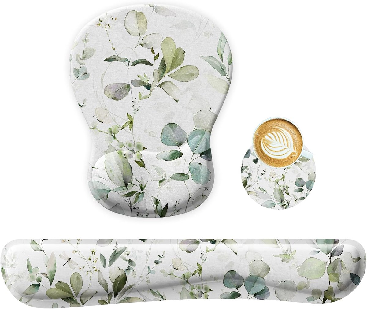 3-in-1 Muismat set, muismat met gelkussen + handballensteun toetsenbord + onderzetter, ergonomische muismat, antislip muismat handpolssteun voor thuis, kantoor (9096)