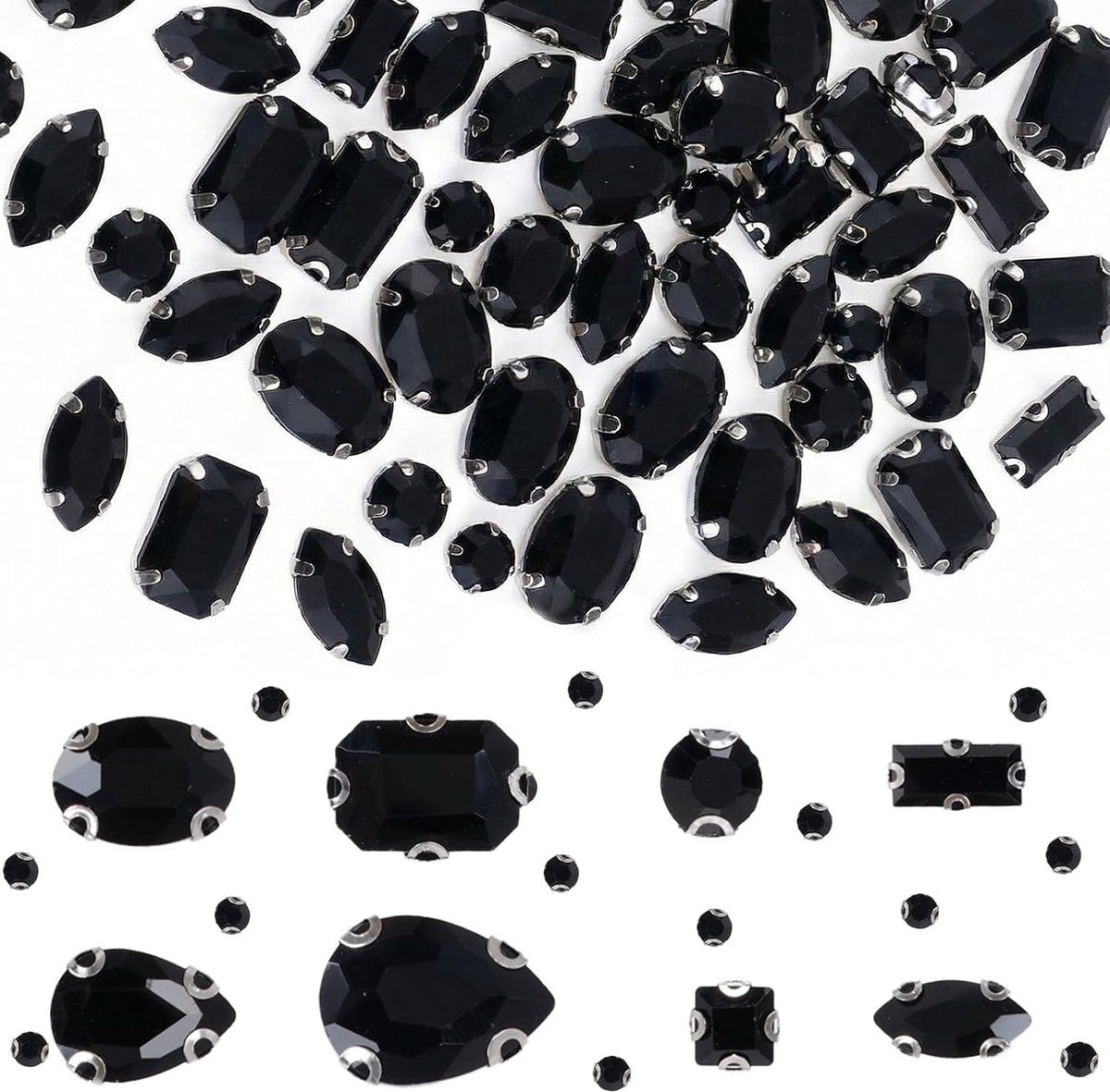 240 stuks strass-steentjes om op te naaien, grote strass-steentjes om op te naaien, sierstenen, kleding, handgenaaid, platte achterkant, glitterstenen, accessoires voor doe-het-zelf kleding, schoenen