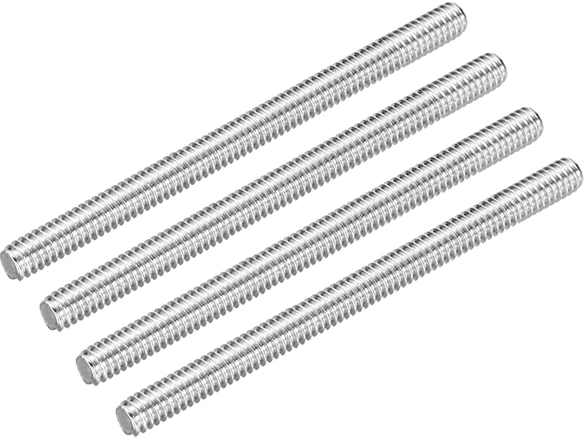 Draadstang, 1/4 inch - 20 UNC, schroefdraadstijging, roestvrij staal, 304 rechtse schroefdraad, 10 cm, 4 pakketten