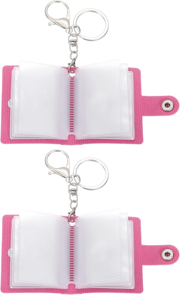 2 stuks mini-fotoalbum met sleutelhanger, mini-fotoboek, gepersonaliseerde leren fotosleutelhanger met 20 foto's, DIY, rood