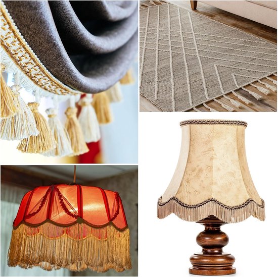 4,5 m 20 cm kettingfranjes, kwastjes, naaiband, polyester, franjesband voor doe-het-zelf naaien, handwerk, kleding, lampenkap, decoratie, rood — afbeelding 3