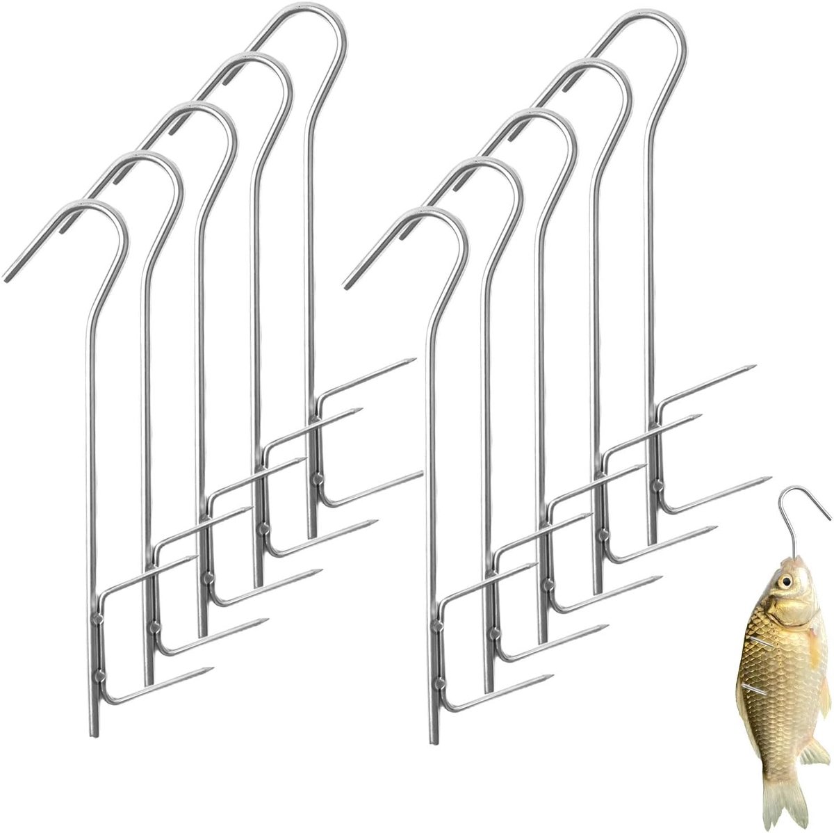 Rookhaken 10 stuks roestvrij staal vis rookhaken 21cm rookaccessoires vishaken voor het roken H-vorm klauwen van vis vlees kaas worst
