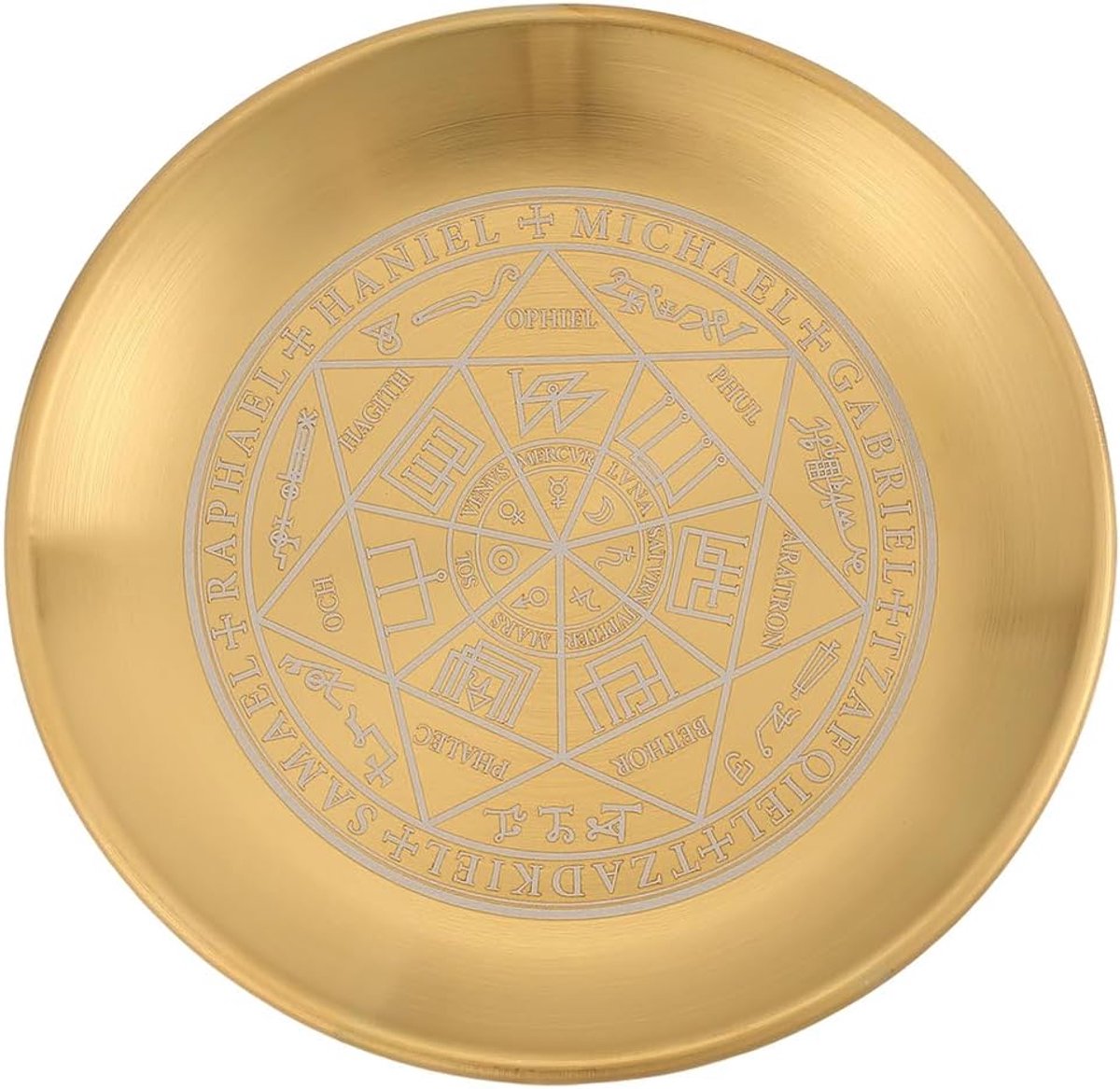 Twaalf tonstellaties Gebed Rituele Plaat Roestvrij Staal Aanbieden Kom Platte Ronde Lade Gebed Aanbieden Kom Kaars Houder Sieraden Schotel voor Smudging Wierook Brander Meditatie 5.55Inch