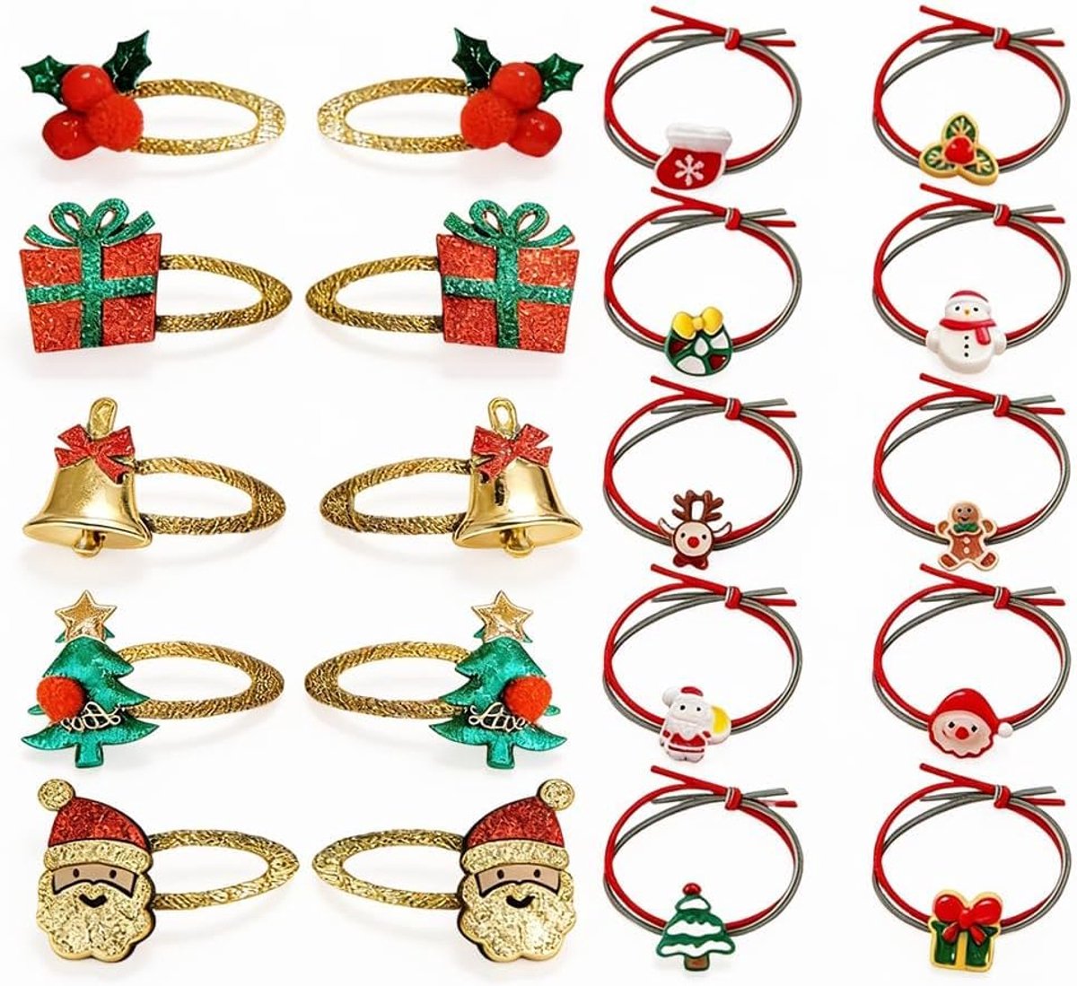 haarsieraden 20 stuks, kerst haarklemmetjes, haarclips met Nicolaas rendier motieven, kerstcadeaus haarklemmen voor kinderen meisjes