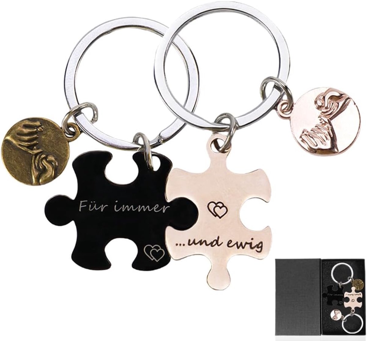 Gepersonaliseerde geschenken sleutelhanger paar geschenken verjaardag Valentijnsdag voor hem haar, Zwart - voor altijd en eeuwig, Schlüsselanhänger