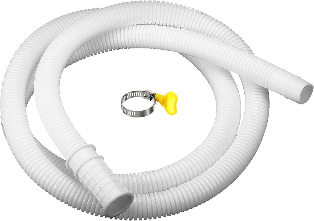 sourcing map Universele afvoerslang voor airconditioning, 16 mm ID, 4,9 voet, met klem voor airconditioning, wasmachine, wit