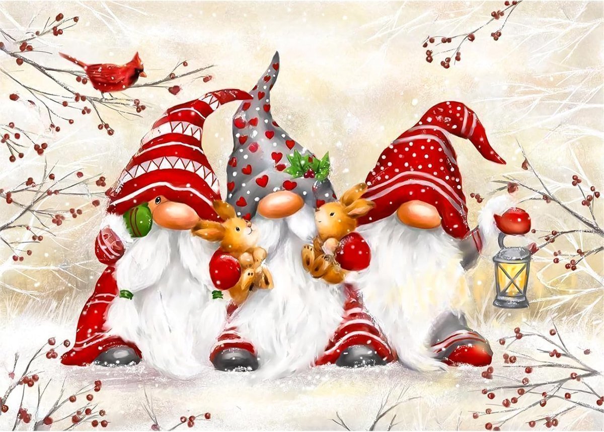 5D Diamond Painting Kits, kerstkabouters diamant kunst voor volwassenen, volledige boor mooie kabouter diamant schilderij kit voor beginners kinderen, doe-het-zelf kristal foto kunst thuis muur