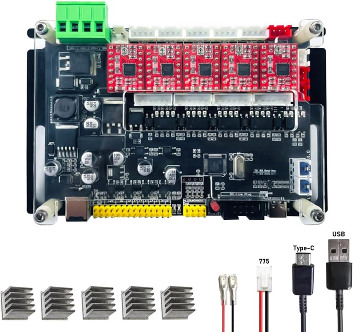 Controller Control Board, Nieuwe GRBL 4Axis Stappenmotor Controller Control Board, met Offline/300/500W Spindel USB Driver Board, voor CNC Laser Graveur