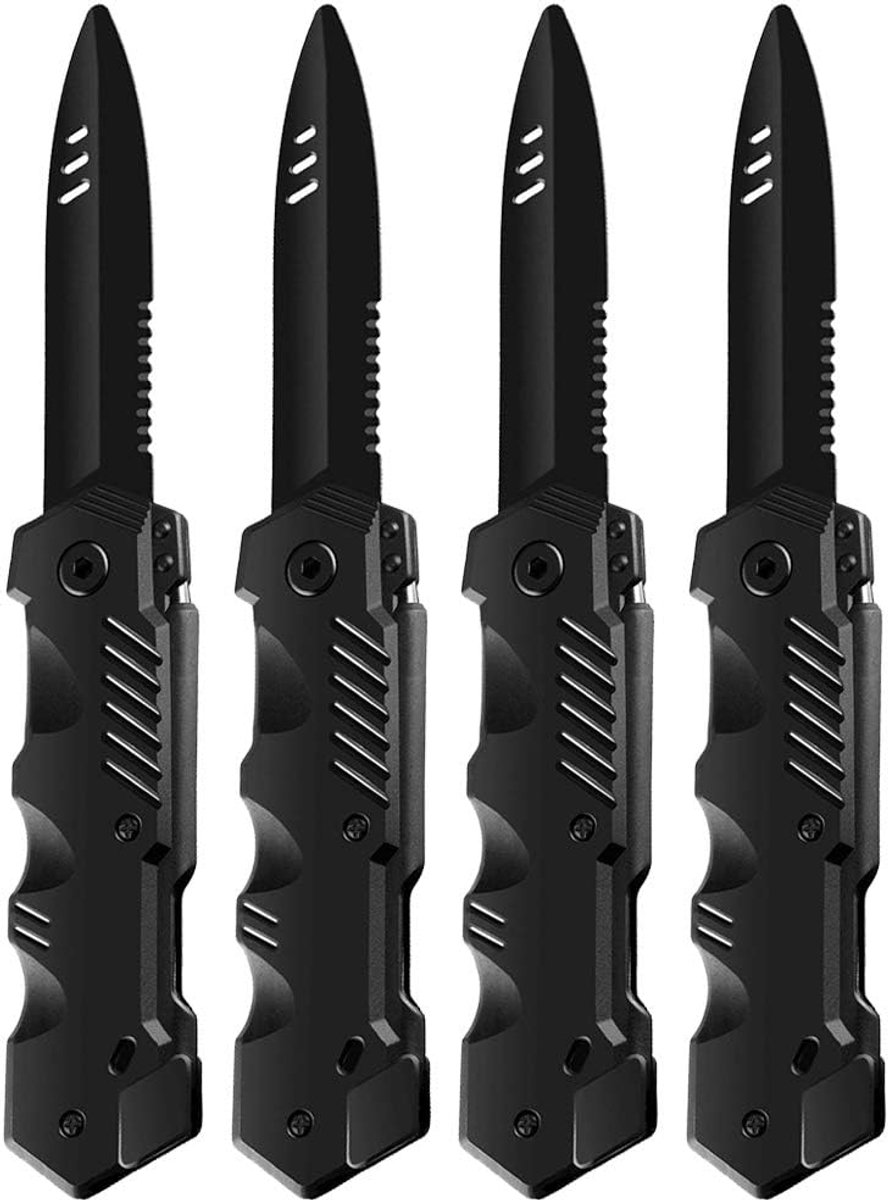 4 Stuks Grappige Verdwijnende Dolk Prop, Plastic, Ongeveer 20 * 3,5 Cm, Intrekbare Messen Speelgoed voor Halloween-feest (Zwart)