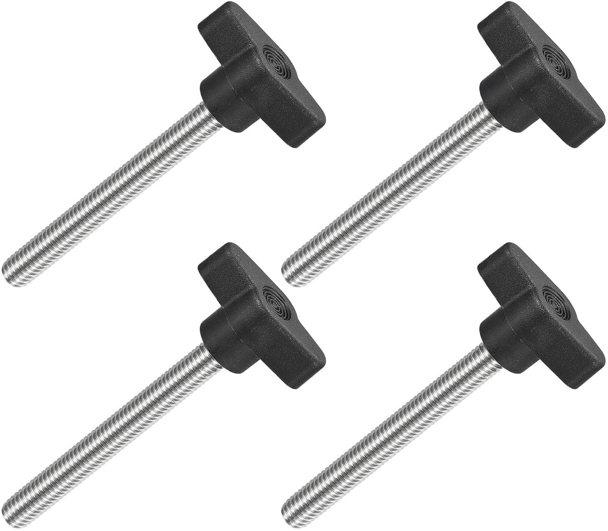 4 stuks T-vleugelgrepen met vlinder, spanknop schroef M8 x 70 mm buitendraad schroeven roestvrij staal 304 handvat 36 mm diameter voor reservegreep, zwart