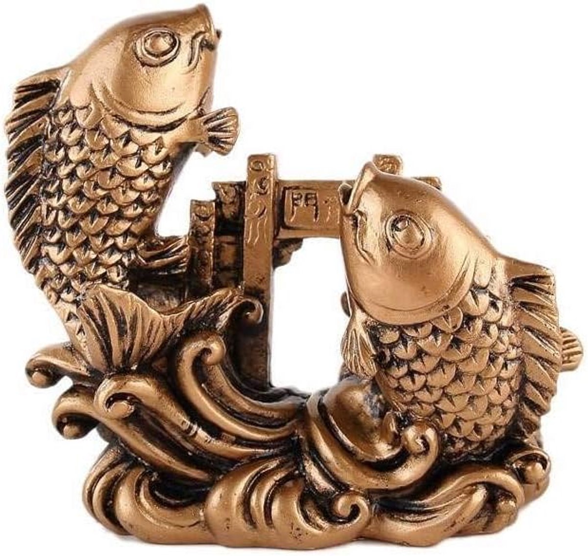 lachineuse - Feng Shui Karperbeeldje - symbool van succes en obstakels bypass - voor kantoor, thuis - Koikarperbeeld - 7,5 x 8 x 3 cm - Aziatische decoratie - goudkleur