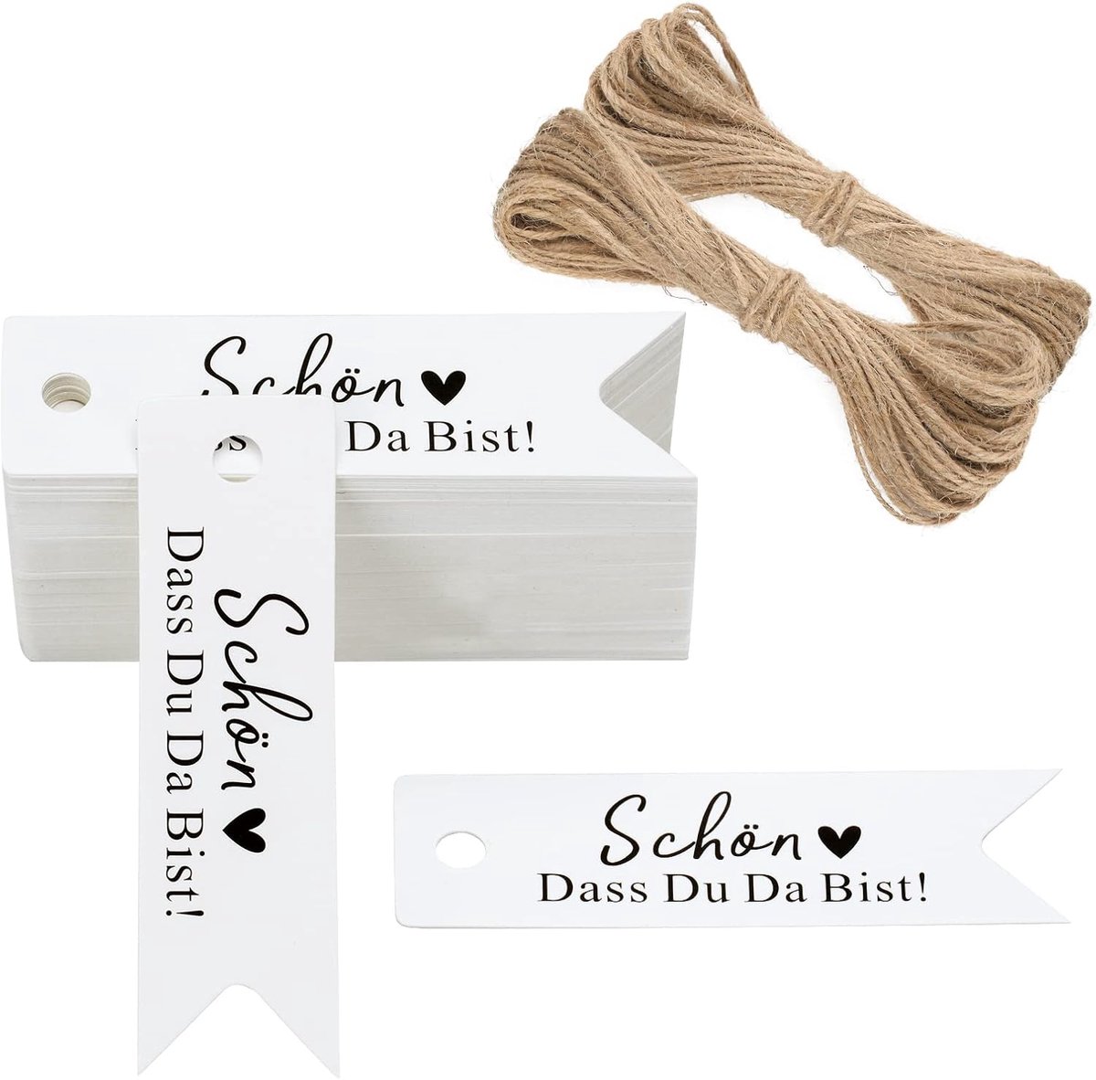 100 stuks kraftpapier etiketten tags 7 cm x 2 cm mooi dat je da bist cadeauhanger hanger etiketten met jute koord