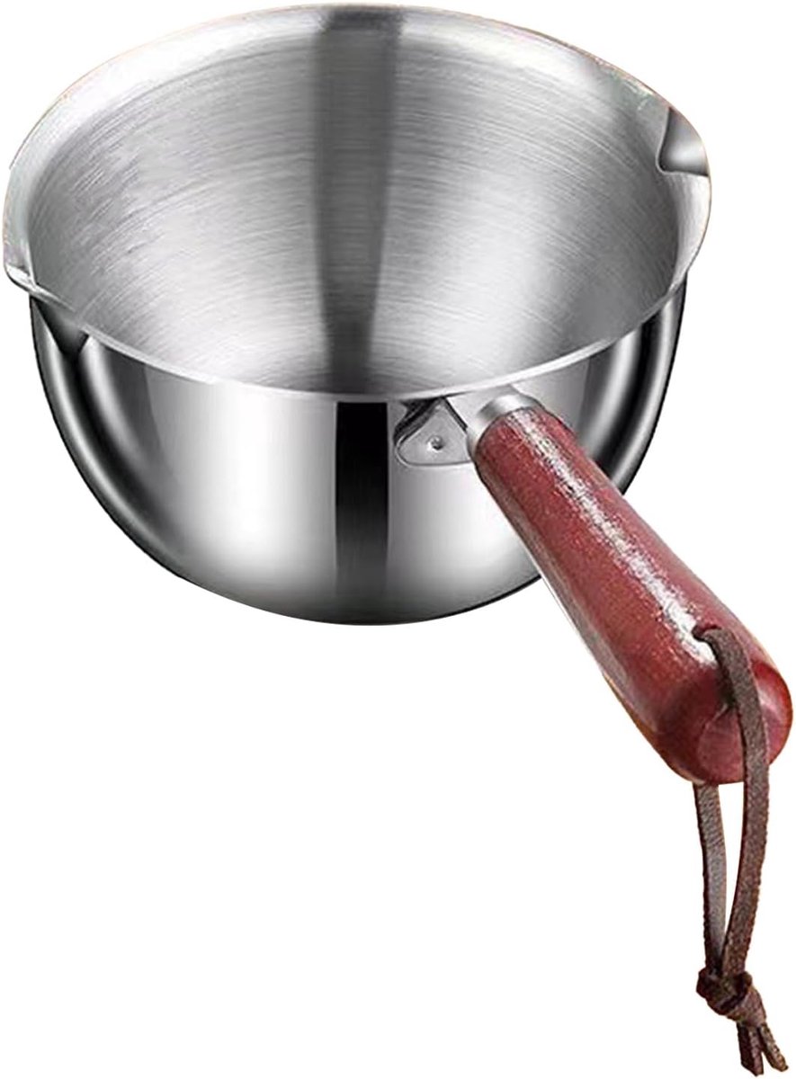 Mini boter hete kan 300 ml mini boterverwarmer pot met houten handvat roestvrijstalen melkpot kleine pot voor keuken, boterverwarming, speciaal kookgerei, Ejoyousba5efrizw1