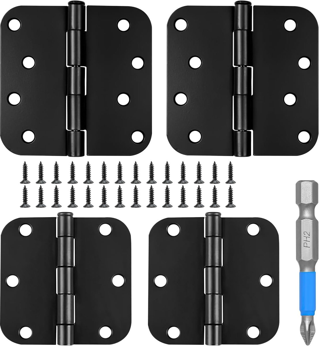 scharnieren zware deur staal deurscharnieren zwart scharnier | Metalen inklapbaar, set van 4 matzwarte deurscharnieren, plat scharnier voor deuren, ramen, kasten